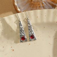 1 Pair Retro Commute Round Plating Inlay Arylic Alloy Turquoise Silver Plated Earrings sku image 1