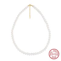 Retro Round Freshwater Pearl Sterling Silver Plating 14k Gold Plated Silver Plated Necklace sku image 1