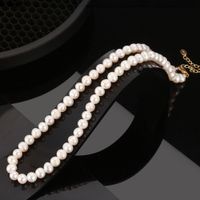 Retro Round Freshwater Pearl Sterling Silver Plating 14k Gold Plated Silver Plated Necklace main image 2