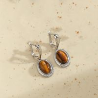 1 Pair Retro Commute Round Plating Inlay Alloy Turquoise Silver Plated Earrings sku image 3
