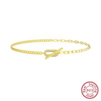 Glam Japanese Style Simple Style Solid Color Sterling Silver Plating Inlay Zircon 14k Gold Plated Silver Plated Women's Anklet sku image 1