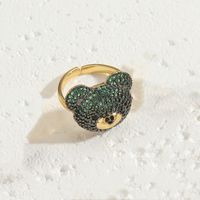 Elegant Luxurious Bear Copper 14k Gold Plated Zircon Rings In Bulk sku image 4