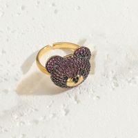 Elegant Luxurious Bear Copper 14k Gold Plated Zircon Rings In Bulk sku image 7