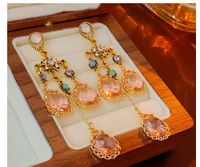 1 Pair Retro Water Droplets Inlay Alloy Crystal Rhinestones Drop Earrings main image 1