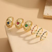 Elegant Luxurious Solid Color Copper Plating Inlay Zircon 14k Gold Plated Rings main image 1