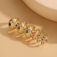 Elegant Luxurious Solid Color Copper Plating Inlay Zircon 14k Gold Plated Rings main image 8