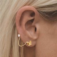 1 Piece Simple Style Butterfly Plating Inlay Stainless Steel Zircon 14K Gold Plated Rose Gold Plated Ear Cuffs main image 4