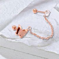 1 Piece Simple Style Butterfly Plating Inlay Stainless Steel Zircon 14K Gold Plated Rose Gold Plated Ear Cuffs main image 3