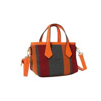 Women's Small All Seasons Canvas Color Block Classic Style Square Zipper Handbag sku image 7