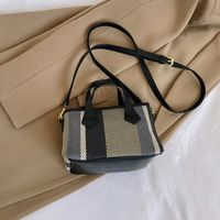 Women's Small All Seasons Canvas Color Block Classic Style Square Zipper Handbag sku image 11