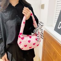 Women's Small Summer Velvet Flower Classic Style Pillow Shape Zipper Shoulder Bag main image 3