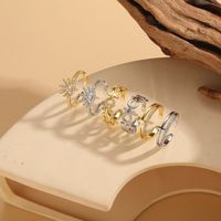 Elegant Solid Color Copper 14k Gold Plated Zircon Open Rings In Bulk main image 4