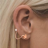 1 Piece Simple Style Butterfly Plating Inlay Stainless Steel Zircon 14K Gold Plated Rose Gold Plated Ear Cuffs main image 2