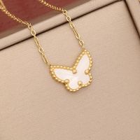 Dame Style Classique Papillon Acier Inoxydable Placage Pendentif main image 2