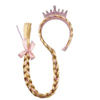 Sweet Crown Bow Knot Wig Synthetics Cloth Handmade Inlay Rhinestones Hair Band main image 3