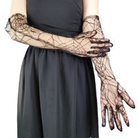 Halloween-spinnennetz-spitzenhandschuhe, Maskerade-kostümzubehör main image 3