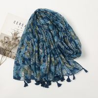 Women's Retro Ethnic Style Bohemian Plant Cotton And Linen Printing Silk Scarf Scarf main image 5