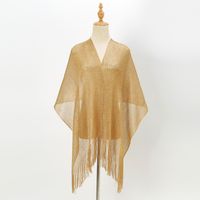 Women's Elegant Solid Color Gold And Silver Wire Tassel Scarf main image 4