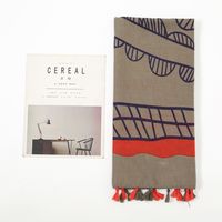 Women's Elegant Stripe Grid Cotton And Linen Printing Scarf main image 5