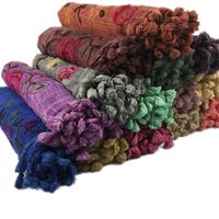 Women's Simple Style Leaves Solid Color Flower Cotton And Linen Embroidery Tassel Scarf Shawl main image 2