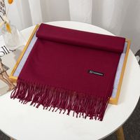 Women's Simple Style Solid Color Imitation Cashmere Tassel Scarf sku image 26