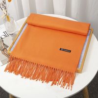 Women's Simple Style Solid Color Imitation Cashmere Tassel Scarf sku image 34