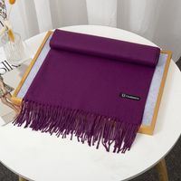 Women's Simple Style Solid Color Imitation Cashmere Tassel Scarf sku image 27