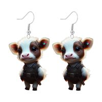 Wholesale Jewelry Novelty Cattle Arylic Printing Drop Earrings sku image 3