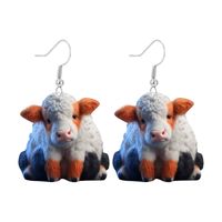 Wholesale Jewelry Novelty Cattle Arylic Printing Drop Earrings sku image 7