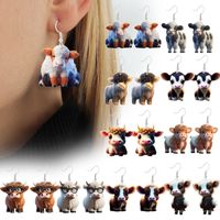 Wholesale Jewelry Novelty Cattle Arylic Printing Drop Earrings main image 1