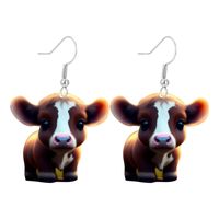 Wholesale Jewelry Novelty Cattle Arylic Printing Drop Earrings sku image 4