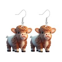 Wholesale Jewelry Novelty Cattle Arylic Printing Drop Earrings sku image 8