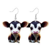 Wholesale Jewelry Novelty Cattle Arylic Printing Drop Earrings sku image 2