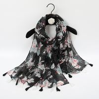 Women's Sweet Flower Voile Printing Silk Scarf sku image 31