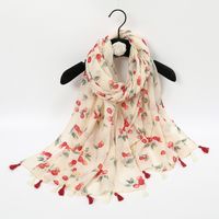 Women's Sweet Flower Voile Printing Silk Scarf sku image 39