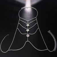 Simple Style Heart Shape Rhinestone Inlay Zircon Women's Body Chain main image 5