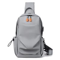 Men's Solid Color Derm Zipper Crossbody Bag main image 5