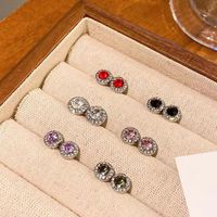 1 Pair Simple Style Round Plating Inlay Alloy Artificial Gemstones Ear Studs main image 1