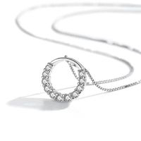 Elegant Streetwear Circle Sterling Silver Zircon Pendant Necklace In Bulk main image 3
