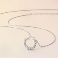 Elegant Streetwear Circle Sterling Silver Zircon Pendant Necklace In Bulk main image 1