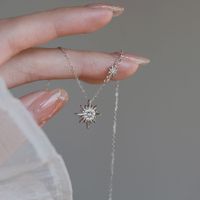 Simple Style Korean Style Star Sterling Silver Zircon Pendant Necklace In Bulk main image 1