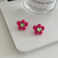 1 Pair Retro Simple Style Flower Inlay Alloy Zircon Ear Studs sku image 2