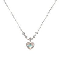 Lady Heart Shape Sterling Silver Artificial Gemstones Pendant Necklace In Bulk main image 3