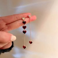 Wholesale Jewelry Simple Style Heart Shape Alloy Zircon Inlay Drop Earrings main image 1
