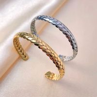 Retro Solid Color Titanium Steel Plating Bangle main image 6