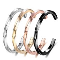 Casual Retro Punk Solid Color Stainless Steel Polishing Cuff Bracelets sku image 4