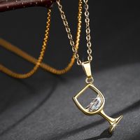 Streetwear Wine Glass Copper Plating Pendant Necklace main image 1