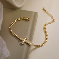 Simple Style Commute Cross Copper Plating Inlay Zircon 18k Gold Plated Bracelets main image 4