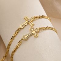 Simple Style Commute Cross Copper Plating Inlay Zircon 18k Gold Plated Bracelets main image 1