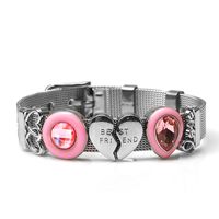 Cute Number Heart Shape Horse Stainless Steel Alloy Plating Inlay Rhinestones Bangle sku image 1